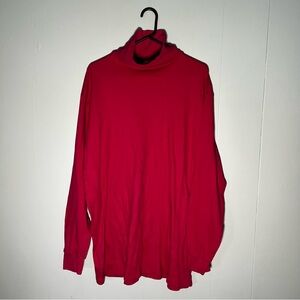 St Johns Bay | Size 2XLT | Classic Turtle Neck Long Sleeve Tee Cotton | Deep Red